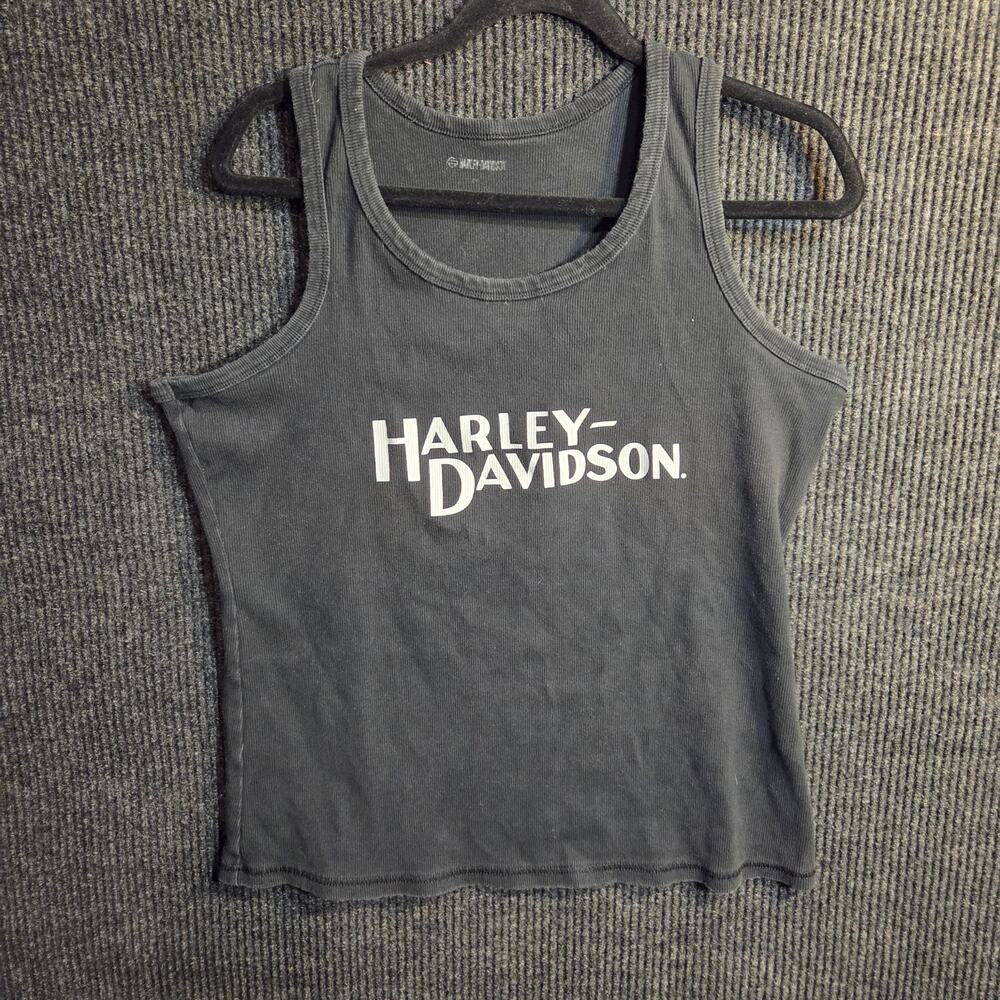 Harley Davidson Women's 2XL Plus Size Black Tank Top Cotton Orange County Y2k
